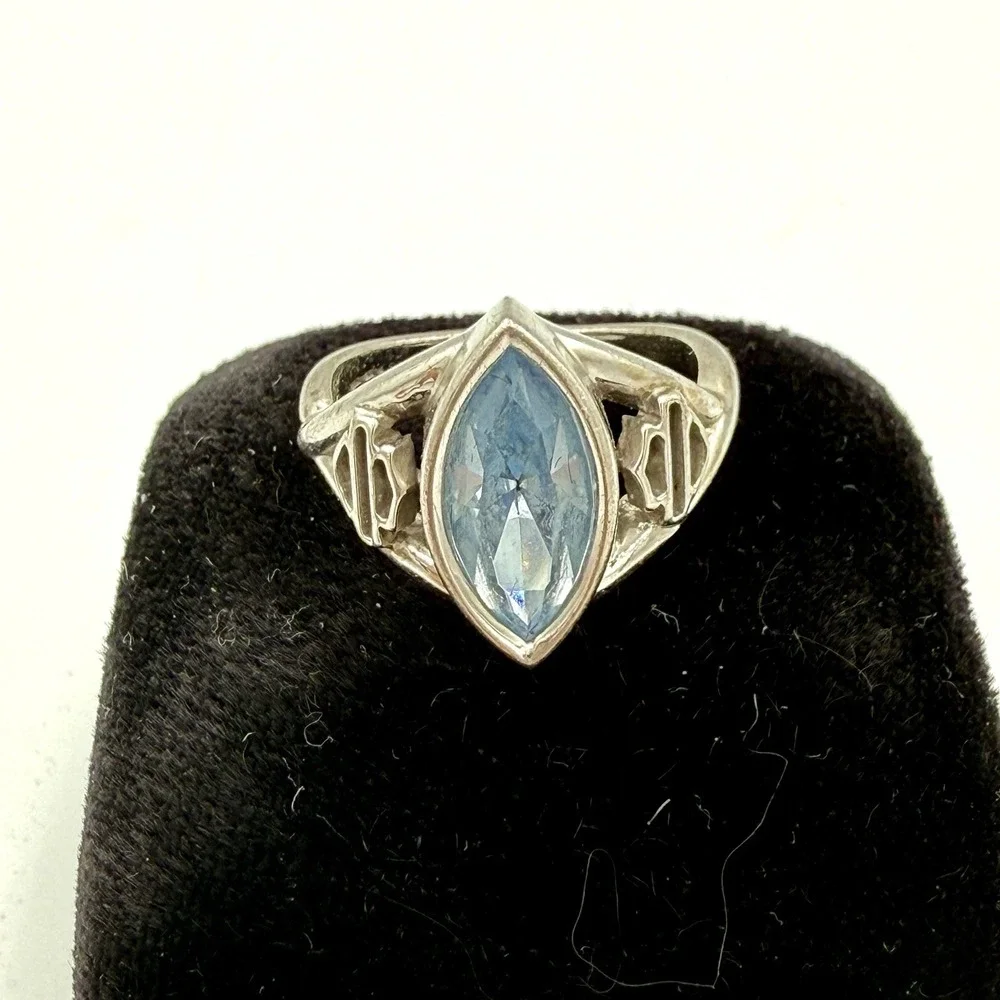 Harley Davidson Womens Ring With Blue Stone Sterling Silver .925 Size 7 Mob Wife